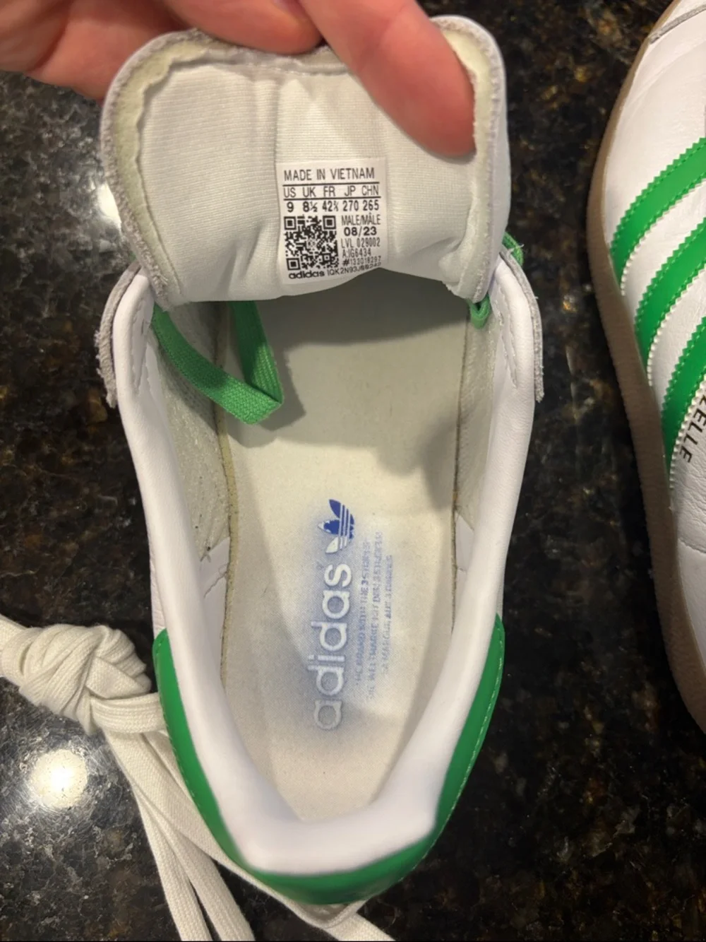 adidas White Low-Top Sneakers with Green Accents